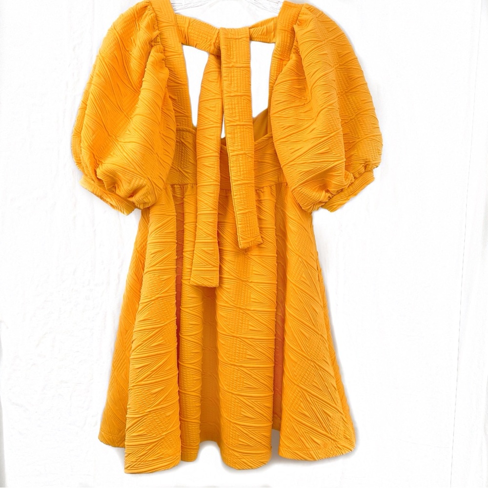 Free People Yellow Babydoll Puff Sleeve Mini Dress - Picture 6 of 11